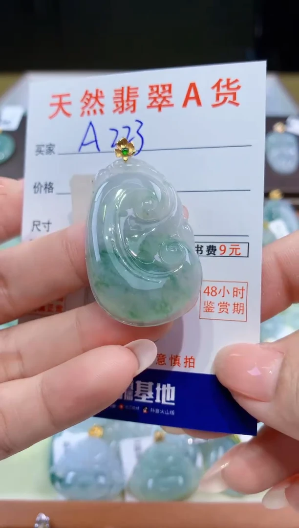 颈饰18K金镶嵌翡翠天然翡翠A货挂件