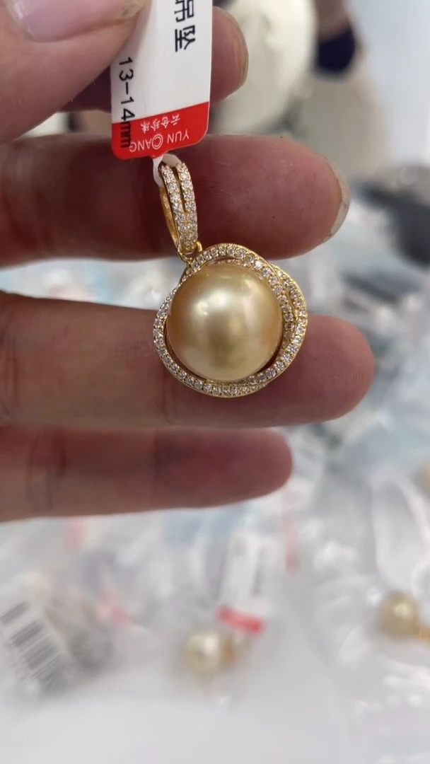 银S925镶嵌吊坠海水珍珠金珠
