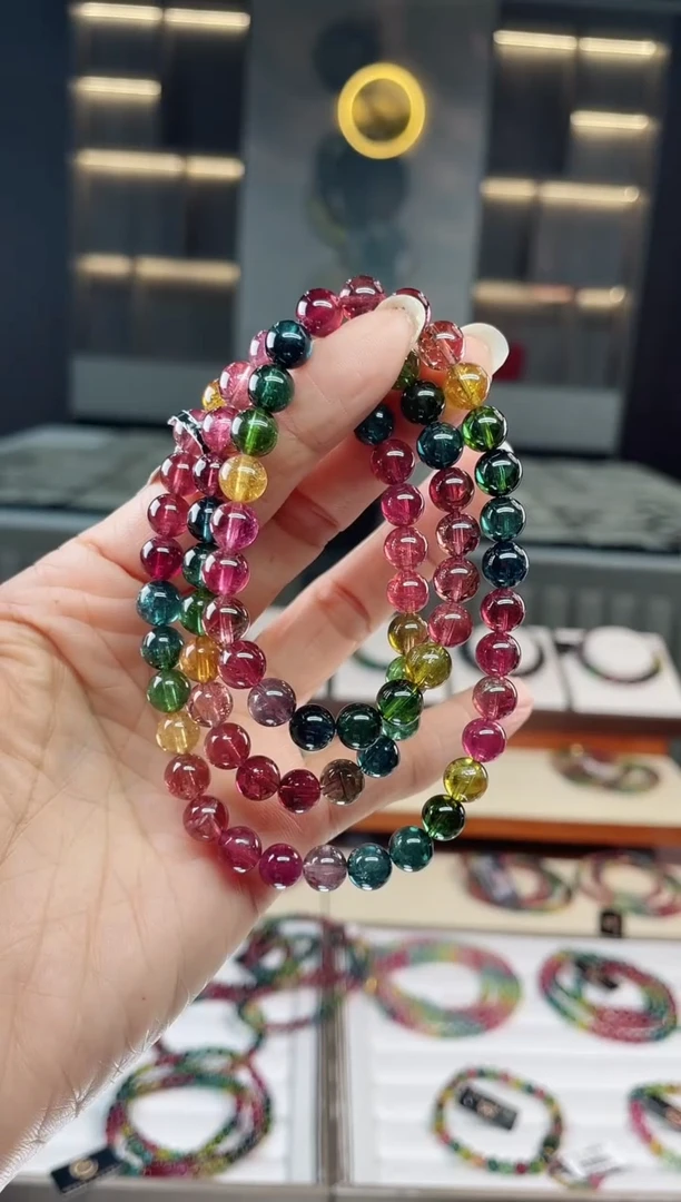 未镶嵌老矿碧玺三圈手串7mm+碧玺（多样性发一条）Q