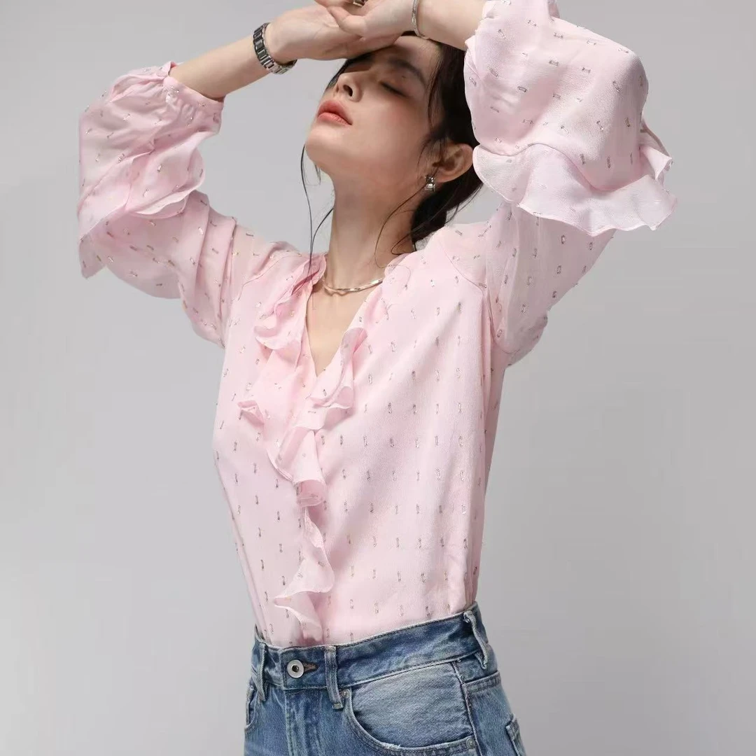 春夏木耳边人丝衬衫