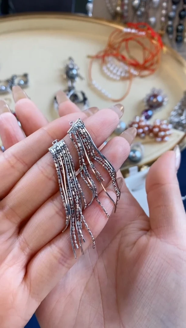 【闪购商品】淡水珍珠流苏银S925镶嵌配件