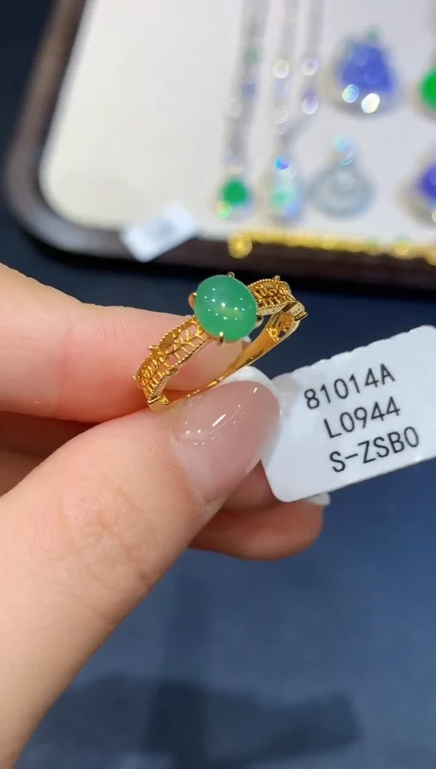 翡翠戒指18K金镶嵌L0944多样性发其一