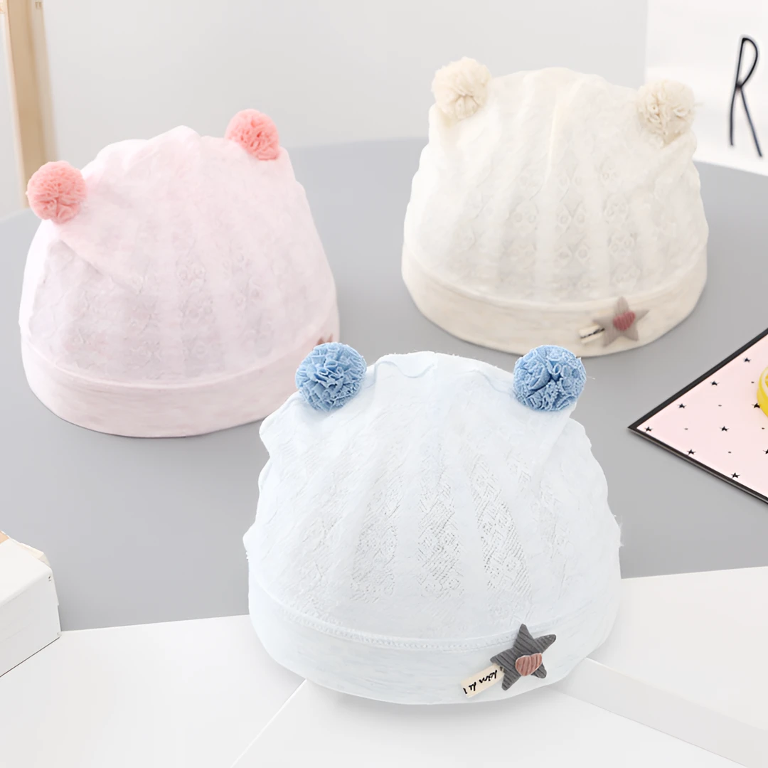 夏天宝宝无骨胎帽单层透气初生婴儿帽子夏季薄款护卤门0-3个月6