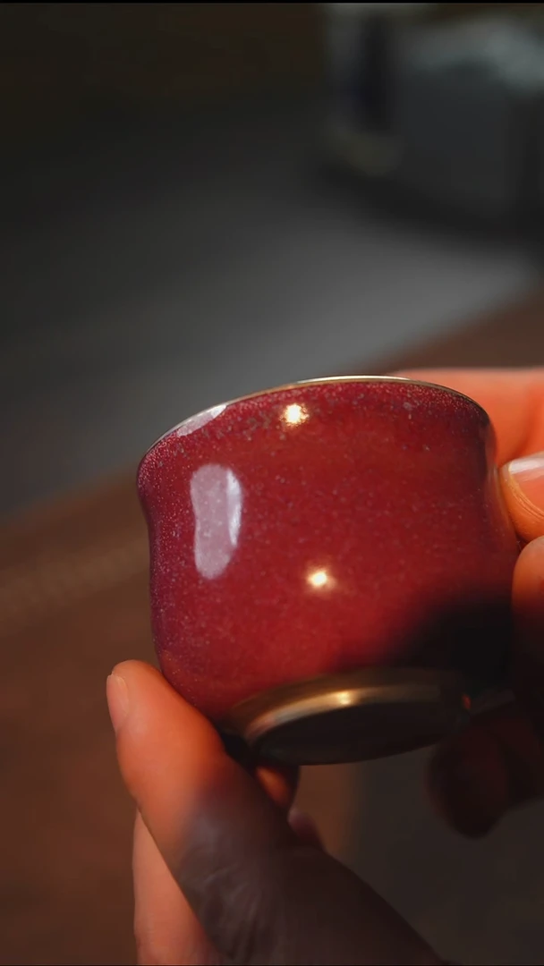 瓷钧瓷鎏银主人杯