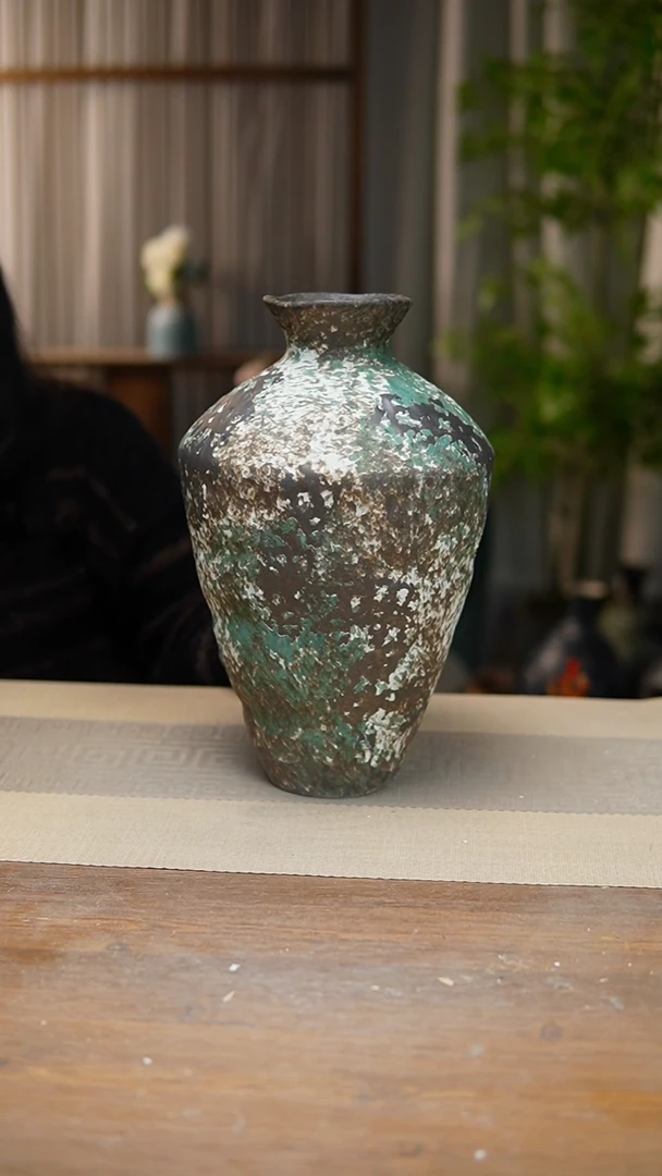 【闪购商品】陶瓷花器涂鸦绿高脚