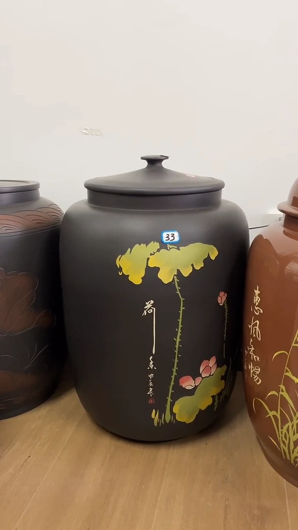 云**轻建水紫陶刻填红泥3号缸