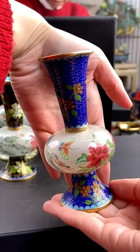 【闪购商品】非遗技艺 景泰蓝内画烛台宝蓝