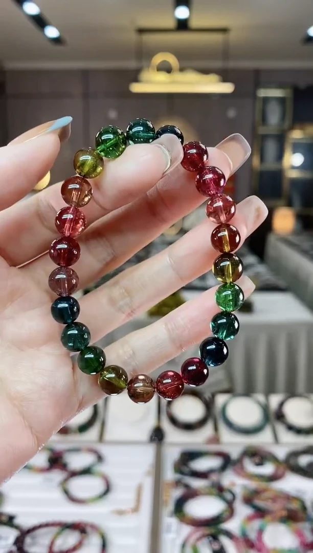 【闪购商品】碧玺收藏级单圈手串8mm+未镶嵌一物一证dan