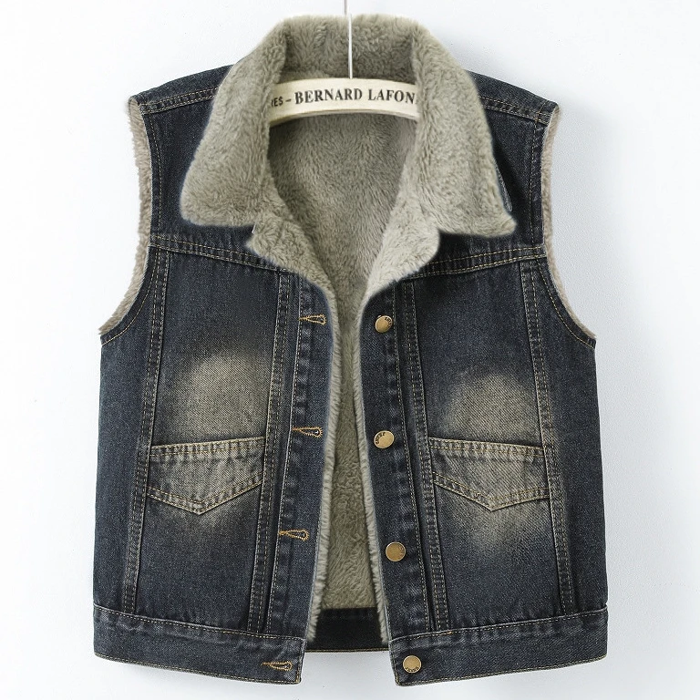 2025新款时尚复古显瘦减龄春秋冬季牛仔马甲女加绒百搭坎肩上衣潮