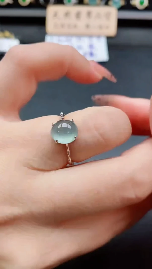 银S925镶嵌戒指翡翠1