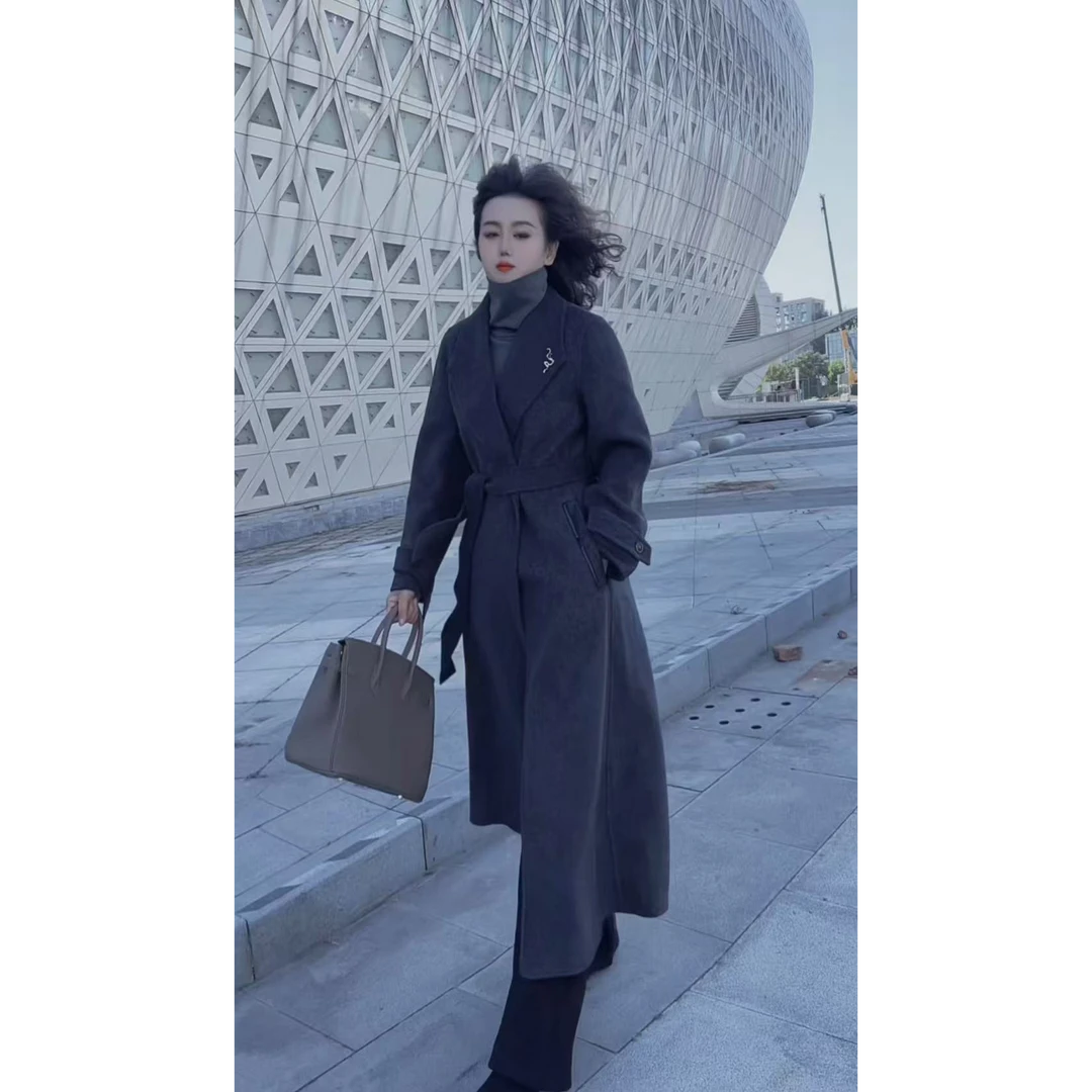 【迷姿服饰】新款时尚长款 简约时尚 气质显瘦 洋气百搭 羊绒大衣