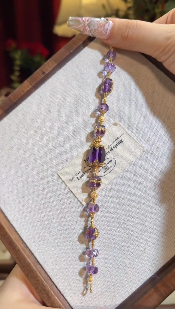 水晶手链18K金镶嵌全金镶嵌款紫水晶