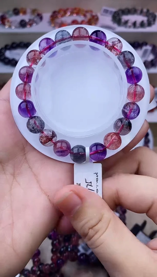 水晶手链未镶嵌黑加仑超七单圈9m+