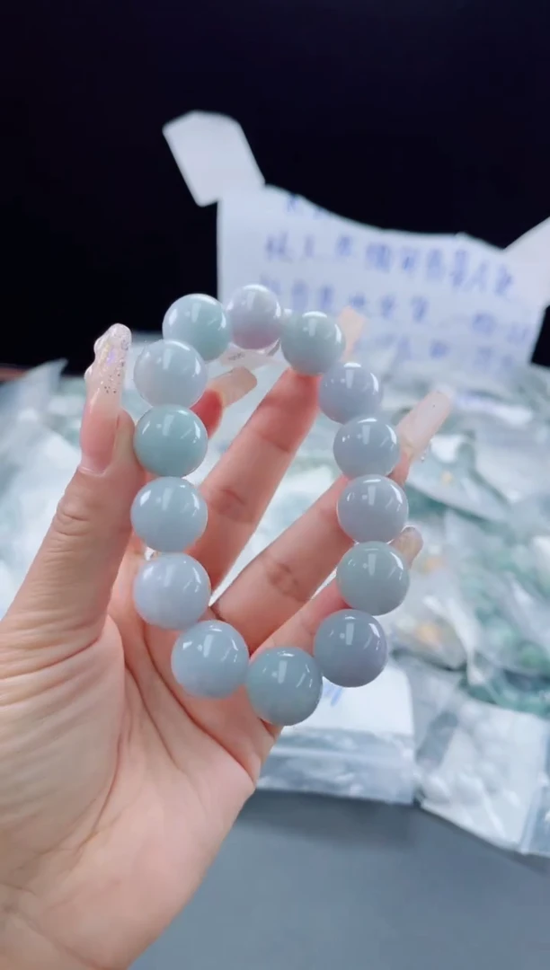 未镶嵌定制翡翠珠串15.3