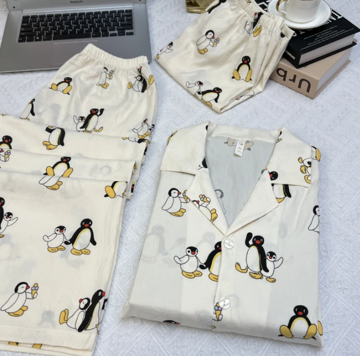 带胸垫夏季睡衣女款短袖三件套碎花甜美可爱宽松休闲可外穿307S