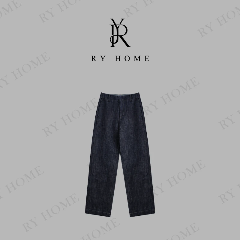 【容雨RYHOME】苎麻＋竹节纹理宽松直筒牛仔裤251K2346