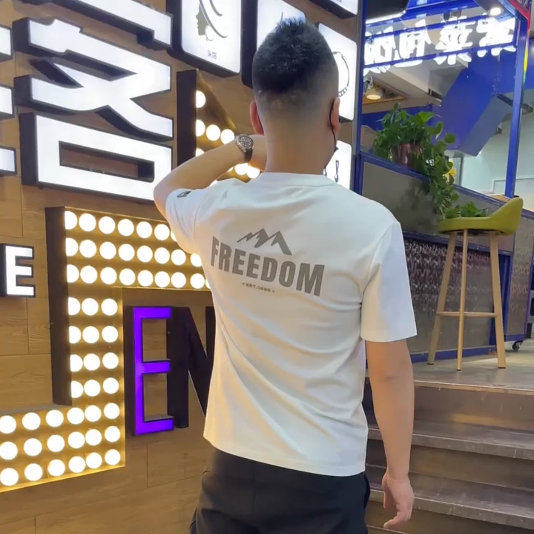 2025男士新款个性印花纯棉短袖t恤男夏季潮流圆领时尚男t恤短袖