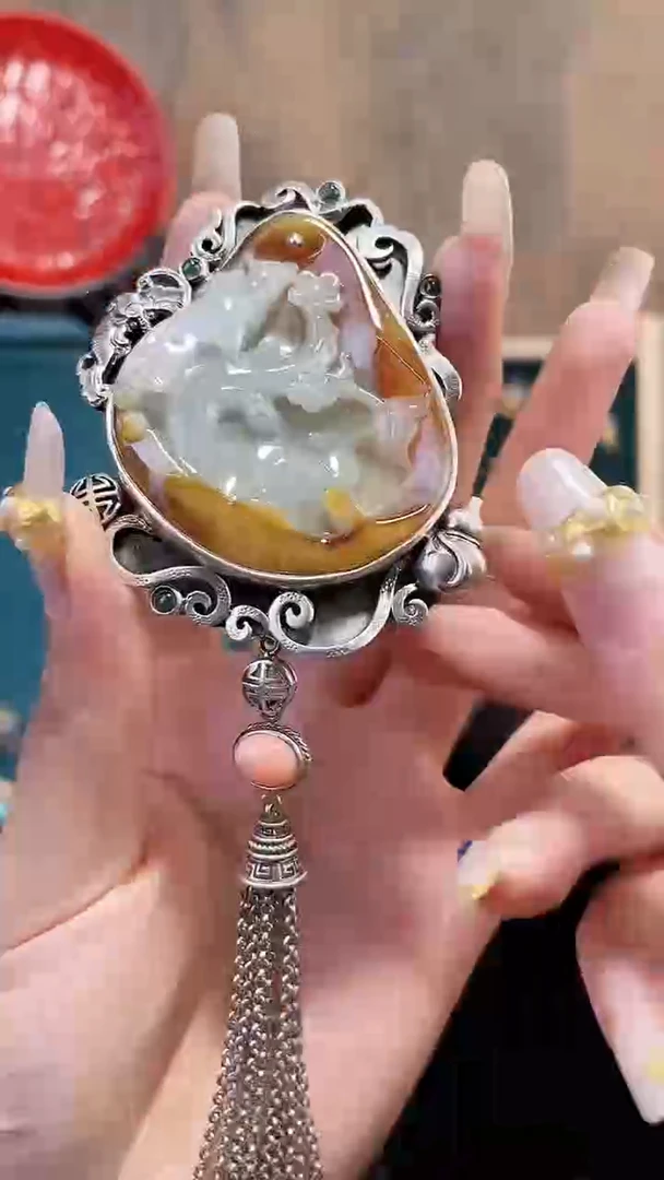 非遗手工花丝镶嵌吊坠胸针
