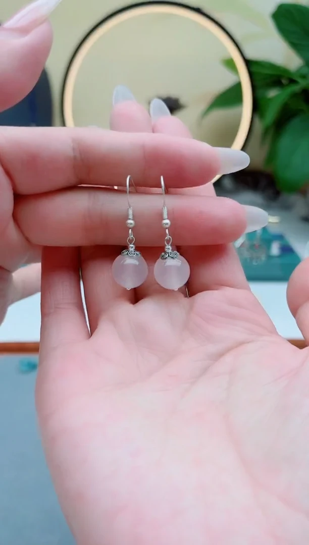 玛瑙/玉髓耳饰银S925镶嵌208