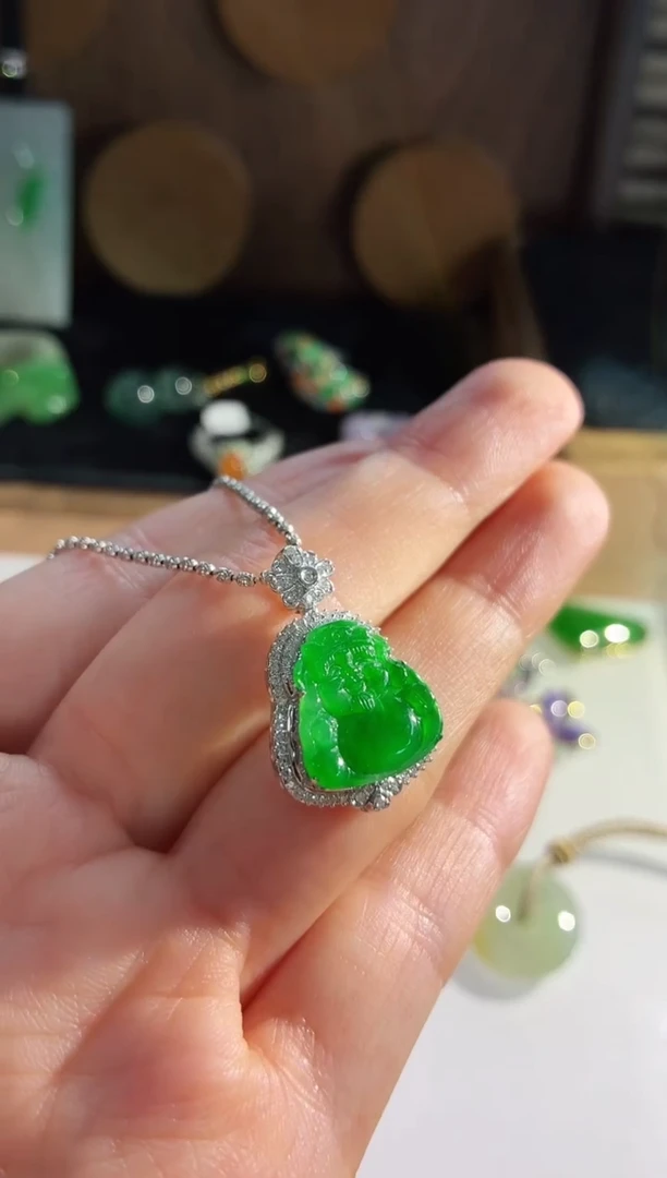 吊坠(不含链)18K金镶嵌翡翠吊坠