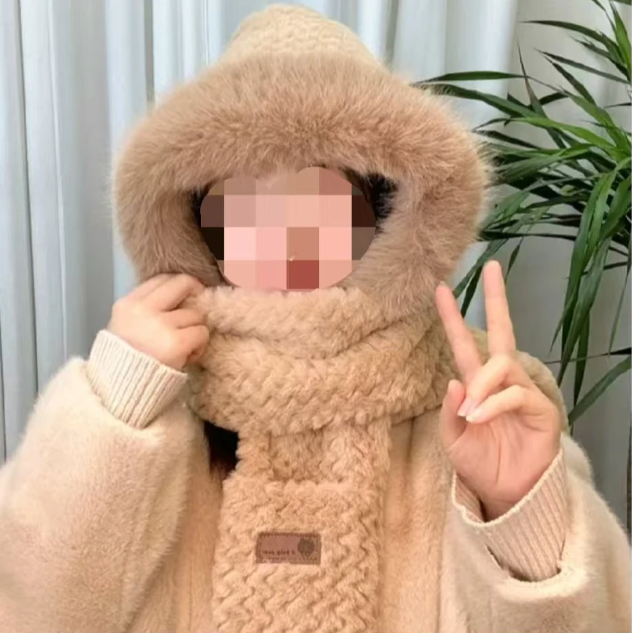小香风高颜值加绒帽子围巾手套三件套爆款护耳防风保暖帽0063