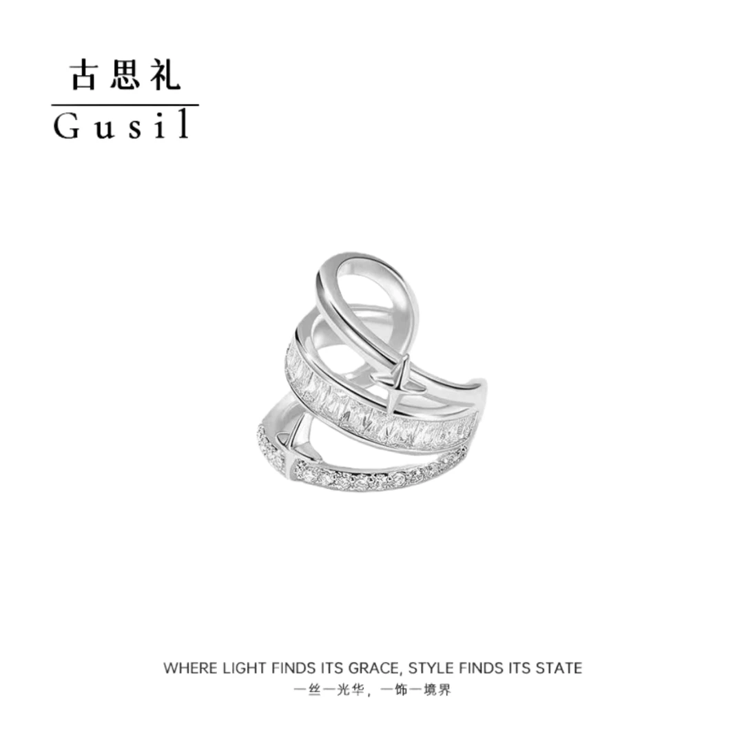 铜合金合成锆石耳饰 法式小众设计星星925银无耳洞耳骨夹GS9029