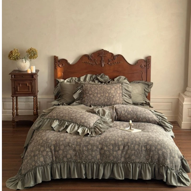 【西塔】四件套全棉精梳紧密纺色织亚麻大提花高定套件