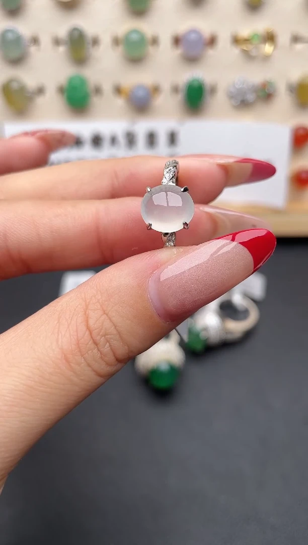 【闪购商品】翡翠戒指银S925镶嵌一物一证一礼盒