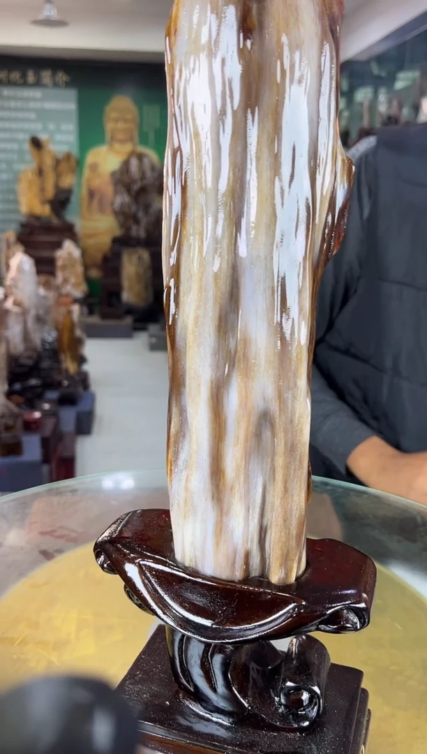 缅甸天然树化玉摆件