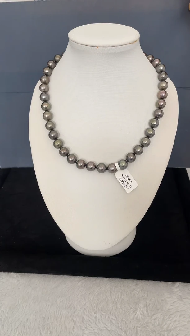 银S925镶嵌海水珍珠项链大溪地9-11mm