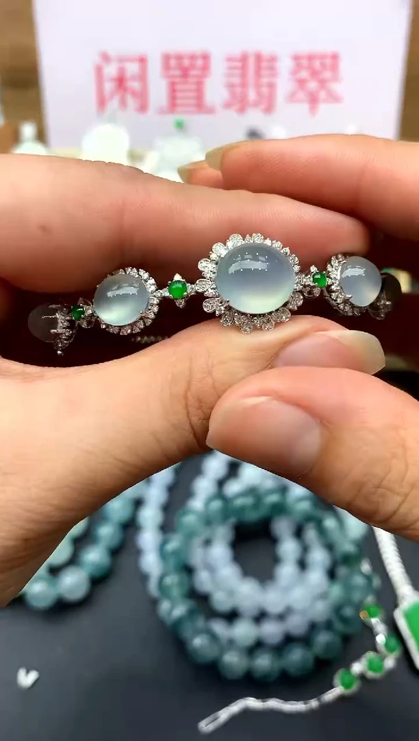 翡翠手镯18K金镶嵌493-中国好珍宝