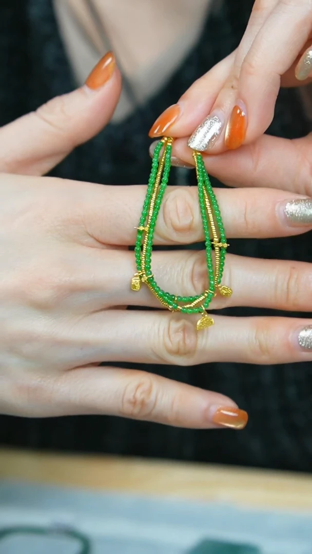 【闪购商品】翡翠手链18K金镶嵌50-串串/姿/3