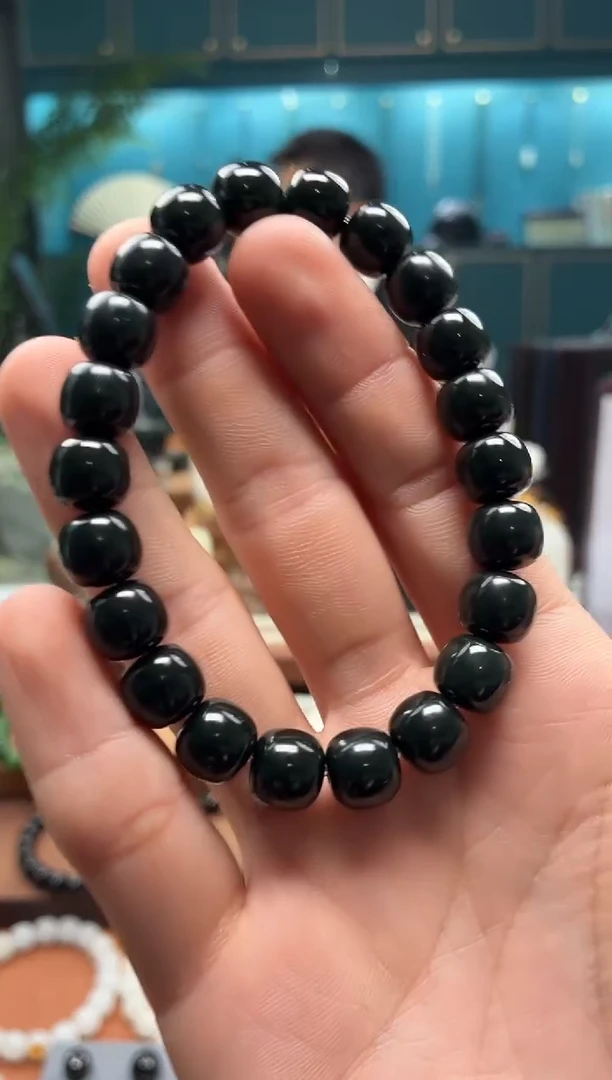 未镶嵌手串和田玉塔青9*10