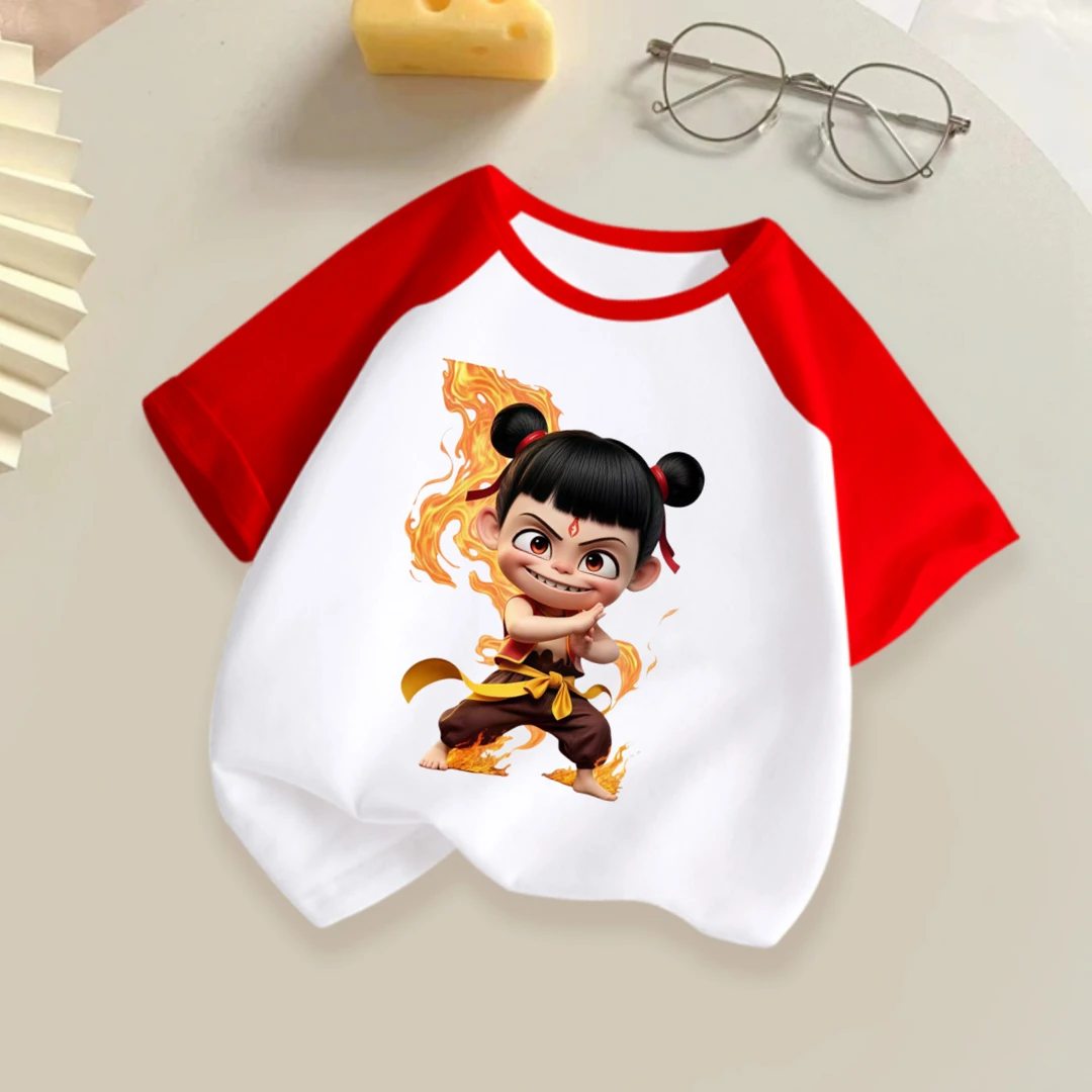 哪吒敖丙图案 儿童夏季童装纯棉T恤短袖中小童宝宝半袖男童女童