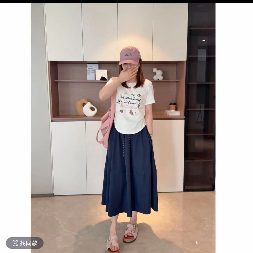 5775/-1韩版刺绣小狗短袖半裙休闲两件套（短袖半裙分开拍）