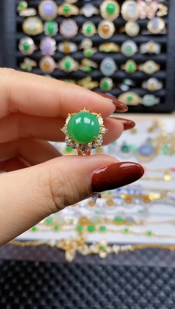 银S925镶嵌戒指翡翠494