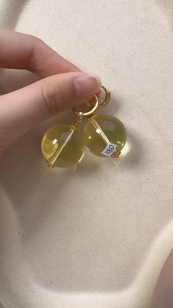琥珀颈饰未镶嵌耳环