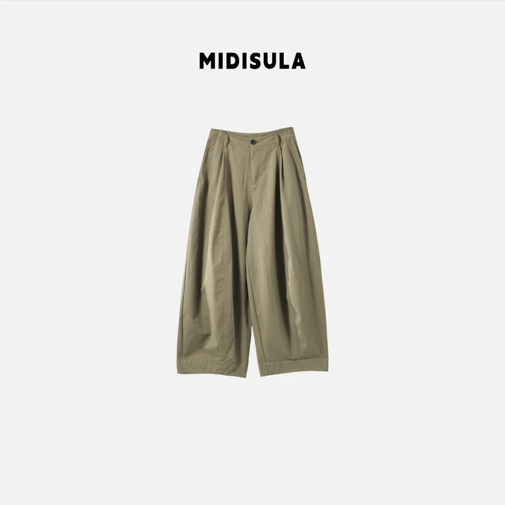 MASL·新款时尚洋气欧货褶皱后三角工装哈伦九分阔腿裤#1375