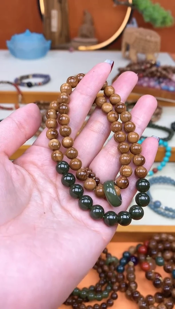 【闪购商品】库克手串未镶嵌只此青绿菠菜双圈