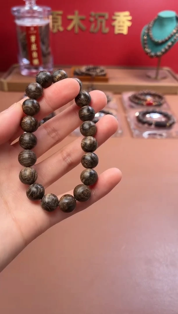 沉香手串沉水越南芽庄白棋爆满瘿子瘤疤10单圈
