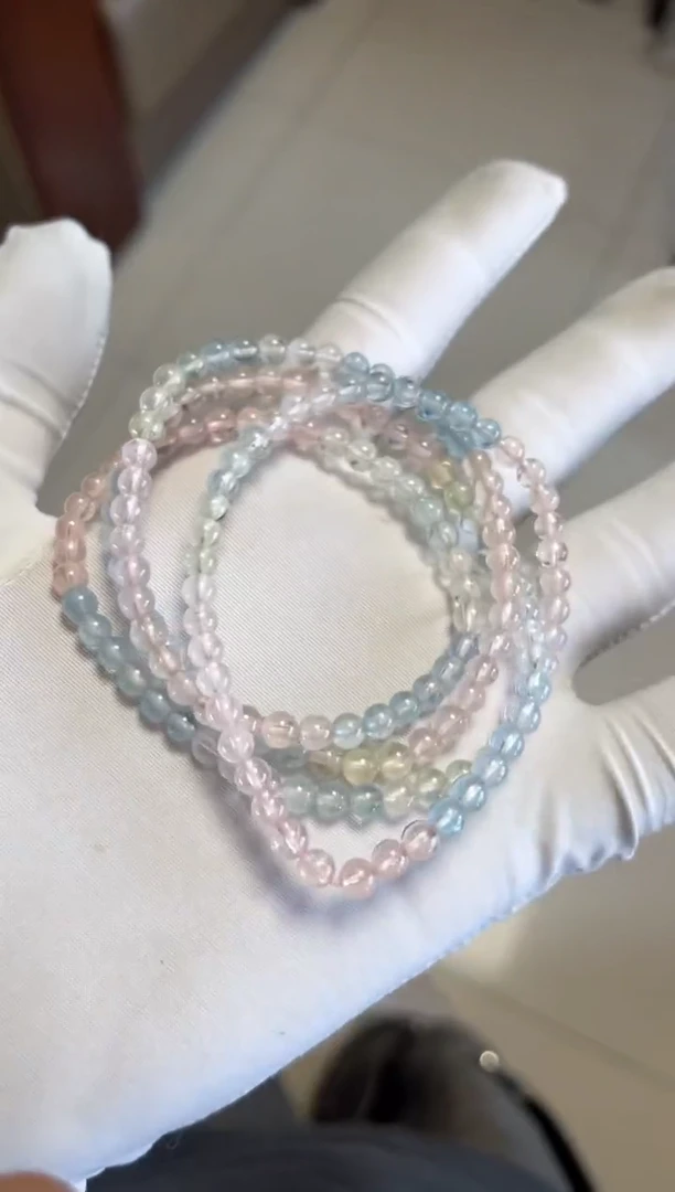 未镶嵌手串绿柱石（摩根石）摩根石多圈手串