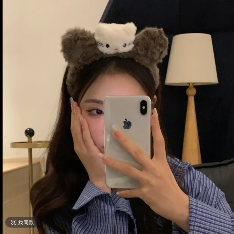 元气满满可爱毛绒猫咪发箍女秋冬新款洗脸化妆头箍卡通发饰