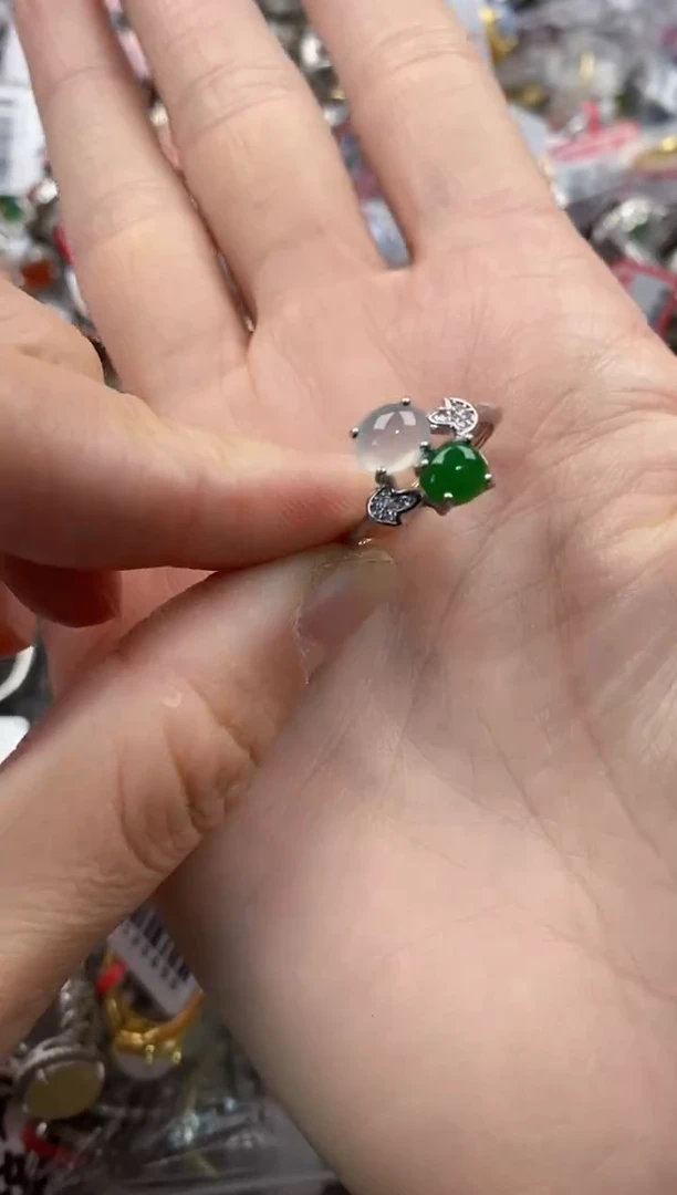 银S925镶嵌戒指翡翠444    8