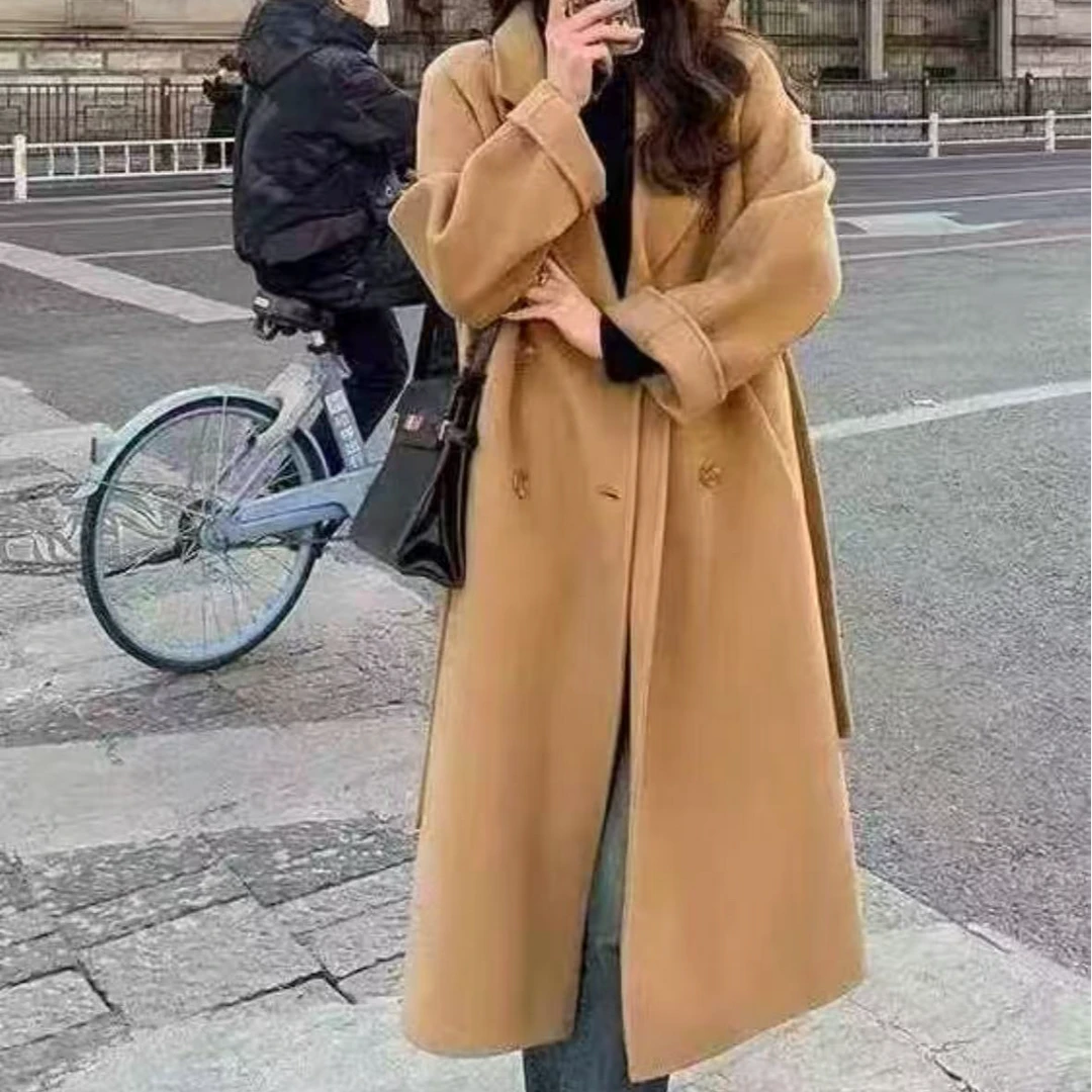 双面毛呢外套女秋冬新款时尚洋气减龄中长款上衣#6799