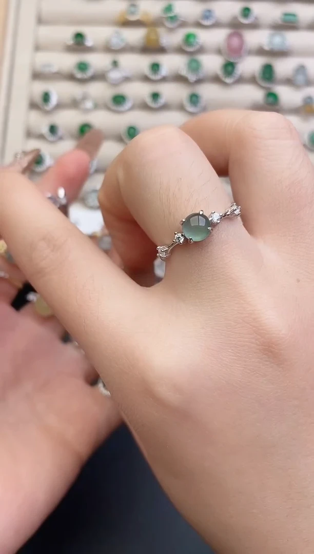 银S925镶嵌戒指翡翠0