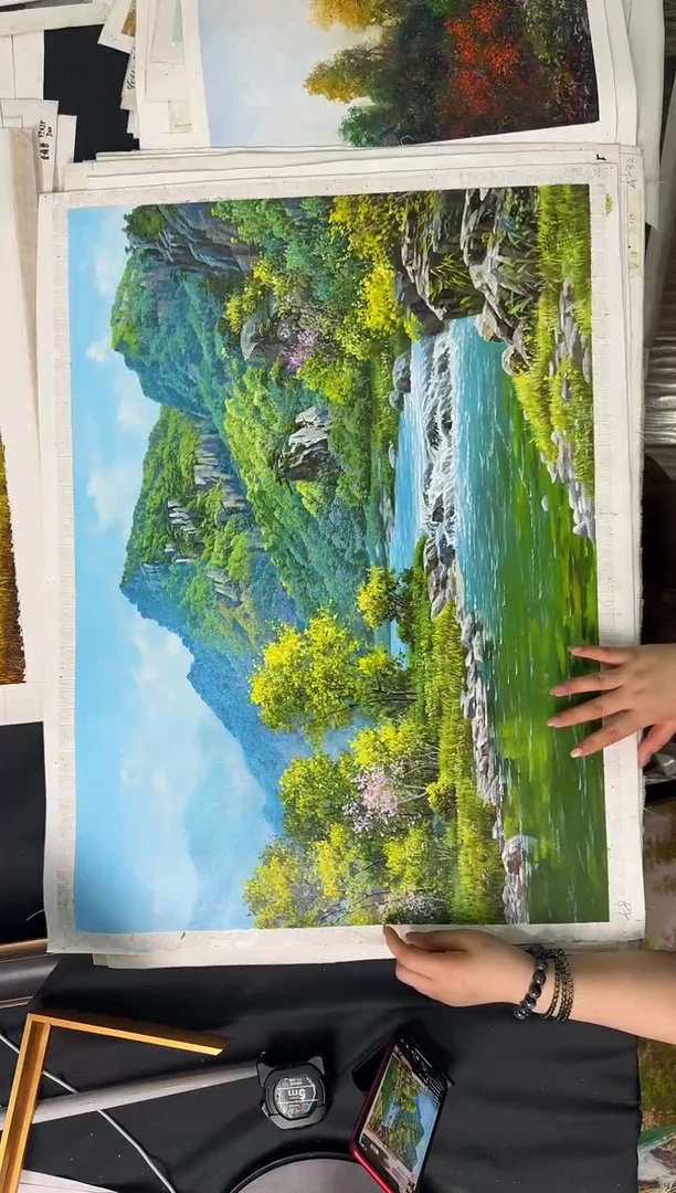 油画【原创·保真·带证书】朝鲜画家纯手绘油画--顺丰包邮--