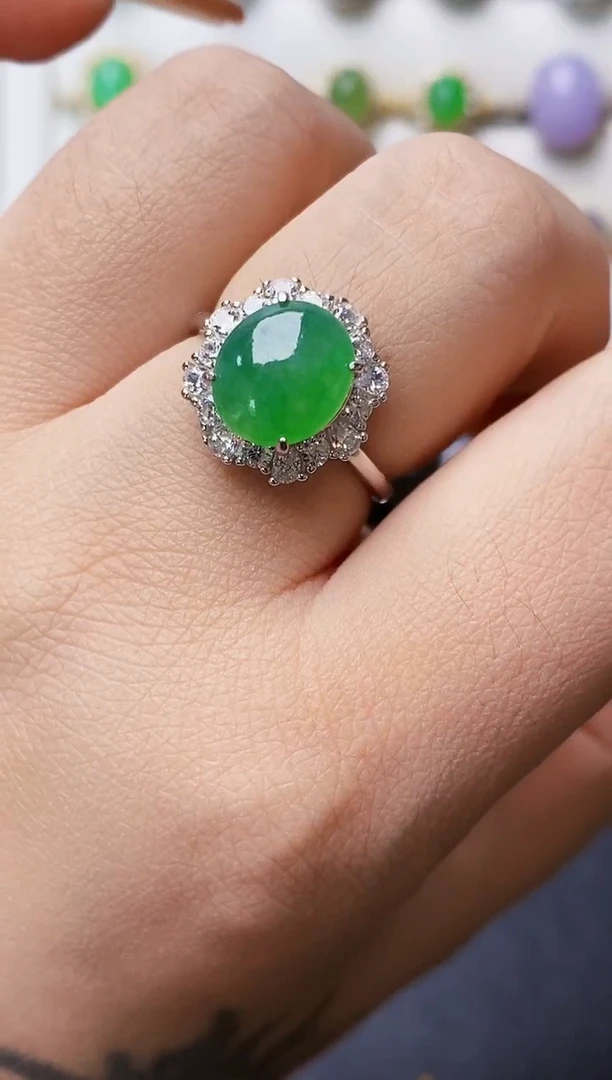 银S925镶嵌戒指翡翠1229