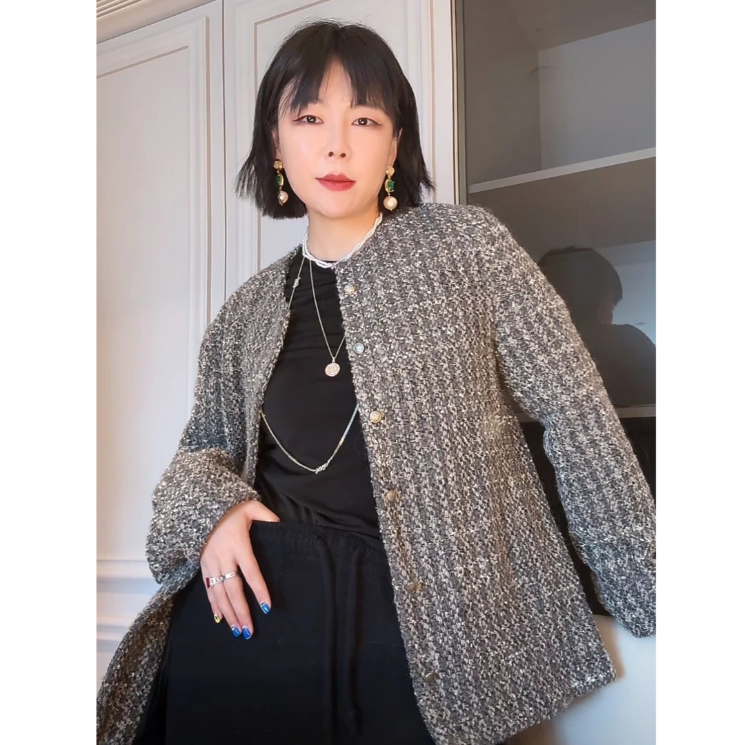 RIRV「Black系列」 晚秋梧桐 小香圆领外套