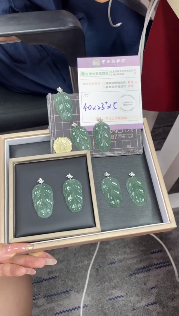 18K金镶嵌挂件翡翠叶子FL14/多样性发其一CP配绳