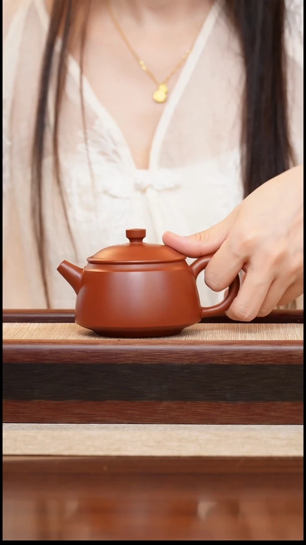 朱泥金钟200cc宜兴手工紫砂壶